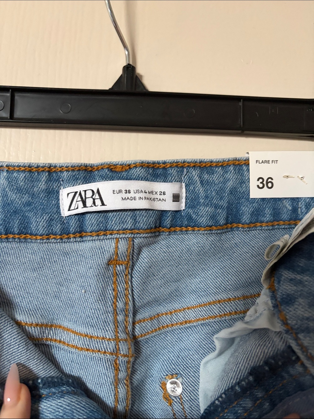 Zara Light Blue Wide-Leg Flare Jeans - Picture 3 of 6